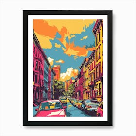 Harlem New York Colourful Silkscreen Illustration 3 Art Print