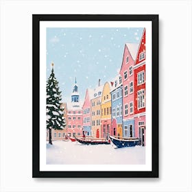 Copenhagen Denmark Travel Christmas Painting Art Print