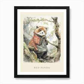 Beatrix Potter Inspired  Animal Watercolour Red Panda 2 Art Print