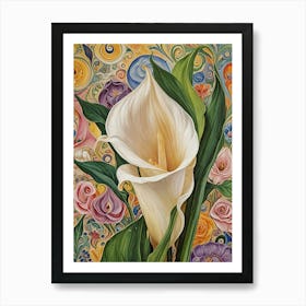 Abstract Rainbow Cala Lily no2 Art Print