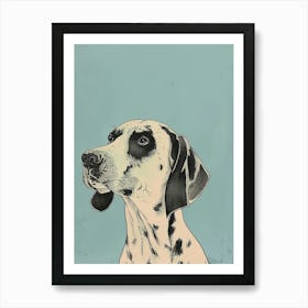 Pastel Hound Dog Pastel Line Illustration  3 Art Print