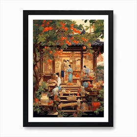 Chinese Tea Culture Vintage Illustration 6 Art Print