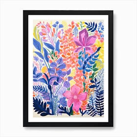 Colourful Botanical Risograph Style 31 Art Print