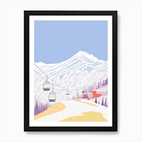 Gudauri   Georgia, Ski Resort Pastel Colours Illustration 0 Art Print