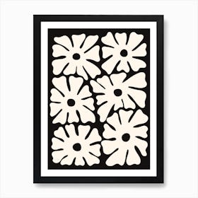 Black and White Mid-Century Flowers Art Print