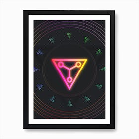 Neon Geometric Glyph in Pink and Yellow Circle Array on Black n.0020 Art Print