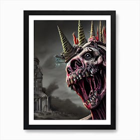 Scary Horror Zombie Unicorn Zombiecorn For Gory Halloween Art Print