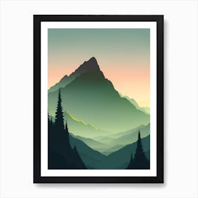 Misty Mountains Vertical Composition In Green Tone 1 Art Print