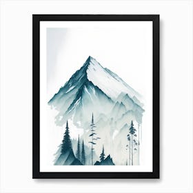 Mountain And Forest In Minimalist Watercolor Vertical Composition 33 Art Print