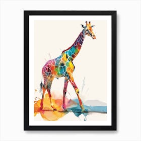 Giraffe Walking Watercolour 2 Art Print