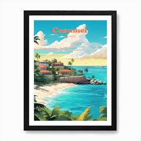 Cozumel Mexico Seaside Modern Travel Illustration Art Print