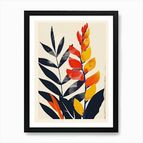 Botanical Tropical Leaves Groovy 18 Art Print