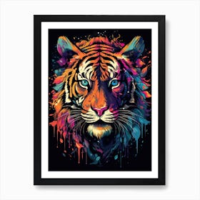 Tiger Art In Naïve Art Style 3 Art Print