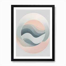 Wave ~ True Minimalist Calming Tranquil Pastel Colors of Pink, Grey And Neutral Tones Abstract Painting for a Peaceful New Home or Room Decor Circles Clean Lines Boho Chic Pale Retro Luxe Famous Peace Serenity Art Print