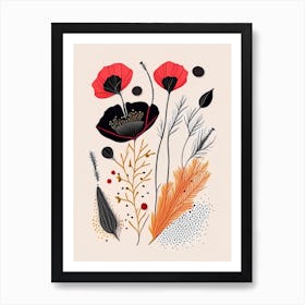 Poppy Seeds Spices And Herbs Minimal Line Drawing 2 Art Print
