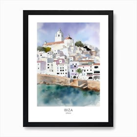 Ibiza Spain Watercolour Travel Poster 3 Art Print