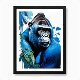 Gorilla In Front Of Graffiti Wall Gorillas Decoupage 1 Art Print