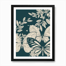 Butterflies On Branches Art Print