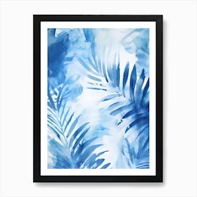 Blue Palm Leaves Art Print