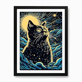 Astral Clawtracks, Psychedelic Cats series Art Print