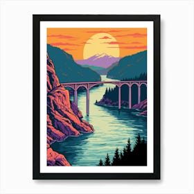 Columbia River Washington Retro Pop Art 16 Art Print