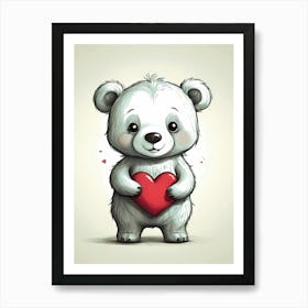 Heartfelt Bear Hug: A Valentine Teddy Bear With A Heart Art Print