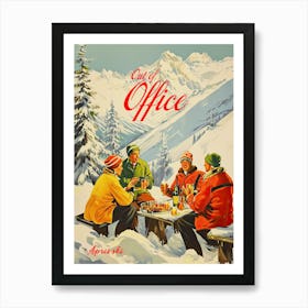 Out Of Office Retro Apre Ski  Vintage Cocktails Art Winter Wall Art  Art Print