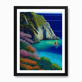 Nusa Penida Indonesia Pointillism Style Tropical Destination Art Print