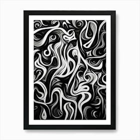 Joy Abstract Black And White 3 Art Print