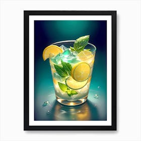 Cocktail With Lemon And Mint Art Print