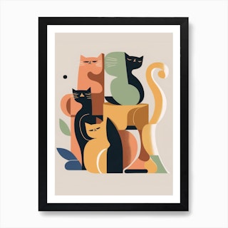 Stack Of Cats Large Art Print