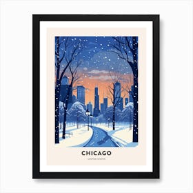 Winter Night  Travel Poster Chicago Usa 1 Art Print