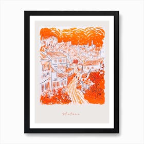 Matera Italy Orange Drawing Poster Art Print