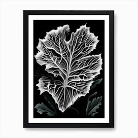 Wild Lettuce Leaf Linocut 1 Art Print