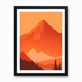 Misty Mountains Vertical Composition In Orange Tone 228 Art Print