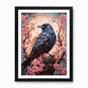 Crow In Blossom Art Print