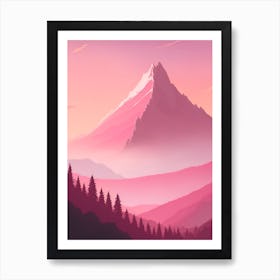 Misty Mountains Vertical Background In Pink Tone 61 Art Print