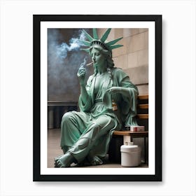 Statue Of Liberty Smoking Art Print