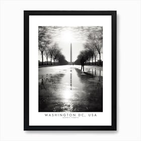 Poster Of Washington Dc, Usa, Black And White Analogue Photograph 3 Art Print