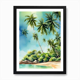 Watercolor Tropical Beach Art Print