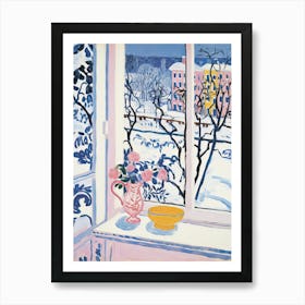 The Windowsill Of Stockholm   Sweden Snow Inspired By Matisse 1 Art Print