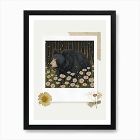 Scrapbook Black Bear Fairycore Painting 1 Art Print