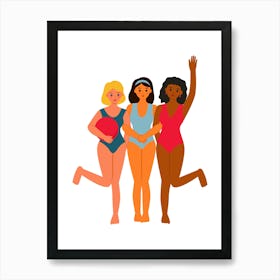 Three Women In Swimsuits Art Print