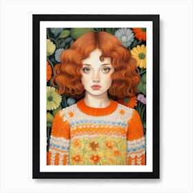 Girl In Crochet Jumper 3 Art Print