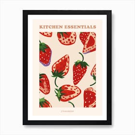 Strawberry Pattern Illustration Poster 4 Art Print