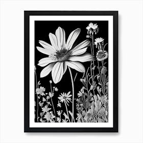 Coreopsis Wildflower Linocut 2 Art Print