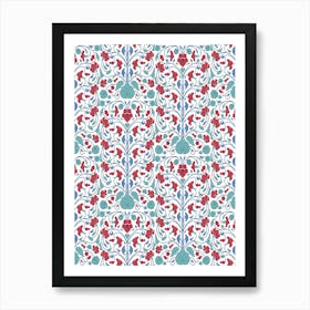 Floral Wallpaper — Iznik Turkish pattern, floral decor Art Print