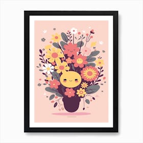 Flower Bouquet Kawaii Illustration 2 Art Print