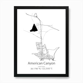 American Canyon,United States Minimalist Map Art Print