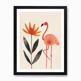 Chilean Flamingo Bromeliads Minimalist Illustration 1 Art Print